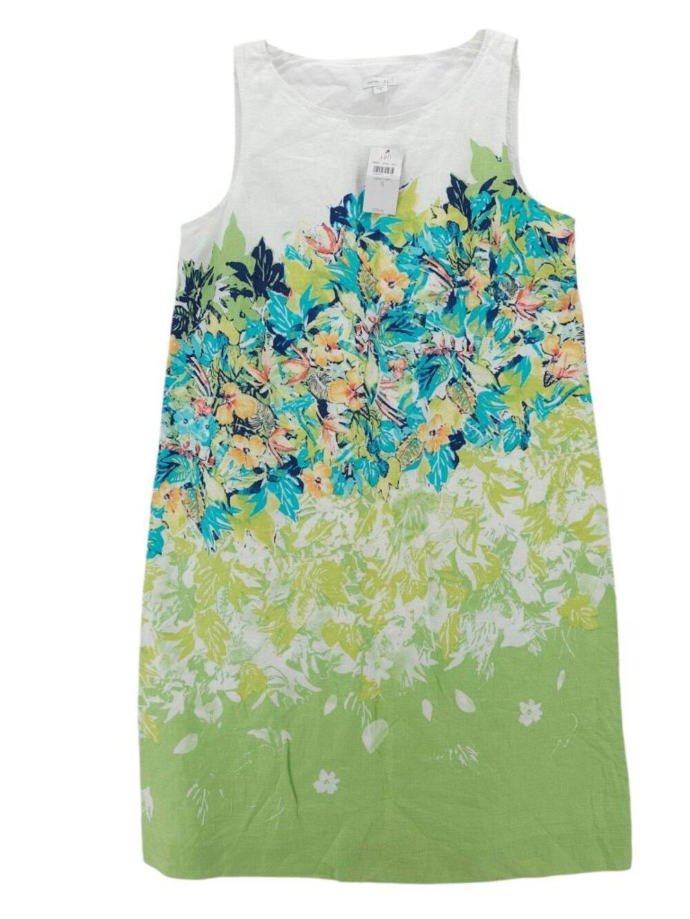 NWT J JILL 100% Linen Floral Shift Dress Sleeveless Lined Size SMALL